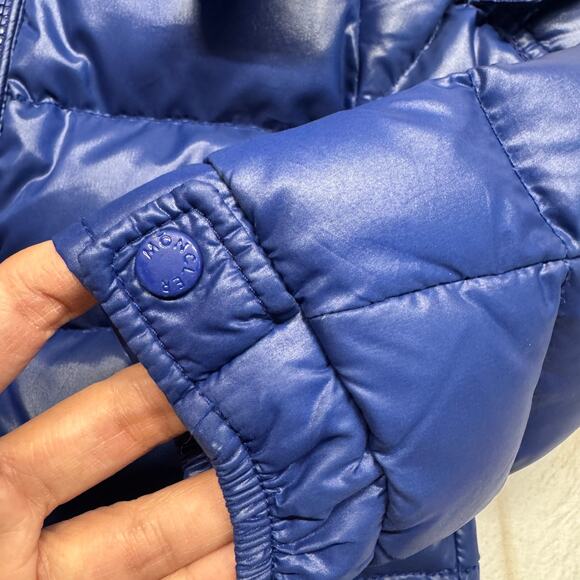 Moncler Enfant Maya Down Jacket Toddler Size 2Y Removeable Hood Glossy Blue - Picture 14 of 15